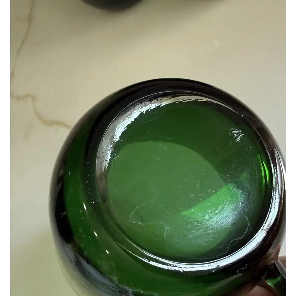 Vintage Crate And Barrel Green Emerald Glass Punch Cups Set of 6 Made in France